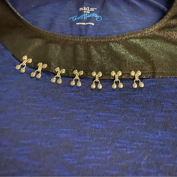 MBLM by Tess Holliday Plus Size Designer Women’s Shirt Blue Metallic Details - Picture 6 of 9